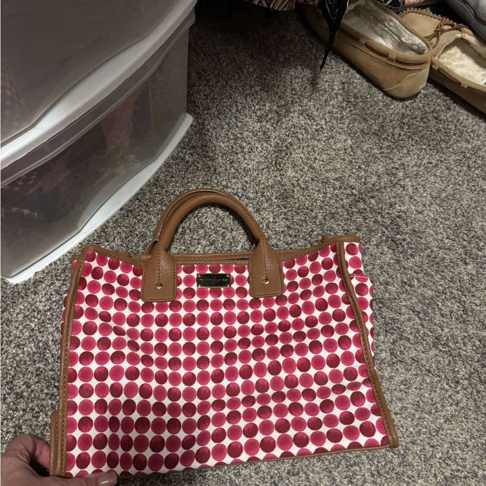 Stylish Red Polka Dot Tote Bag Tommy Hilfiger